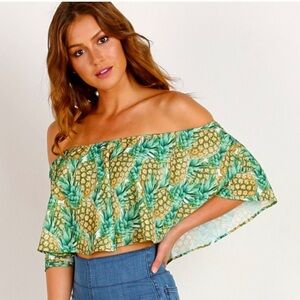Show Me Your Mumu Heidi Ruffle Crop Pineapple Paradise